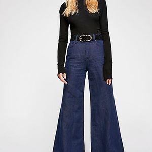 Free People High Waist Wide Leg Dark Jeans